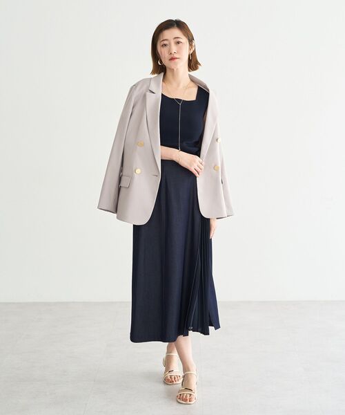 YECCA VECCA(イェッカヴェッカ)の「プリーツMIXフレアスカート(スカート・レディース・ベージュ/ネイビー・S/M)」の15枚目の写真