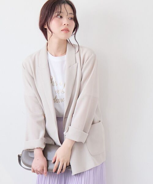 le.coeur blanc（ルクールブラン）の「メッシュダブルブレストジャケット（その他アウター・レディース・ベージュ/ネイビー/ダークグレー・38）」の15枚目の写真