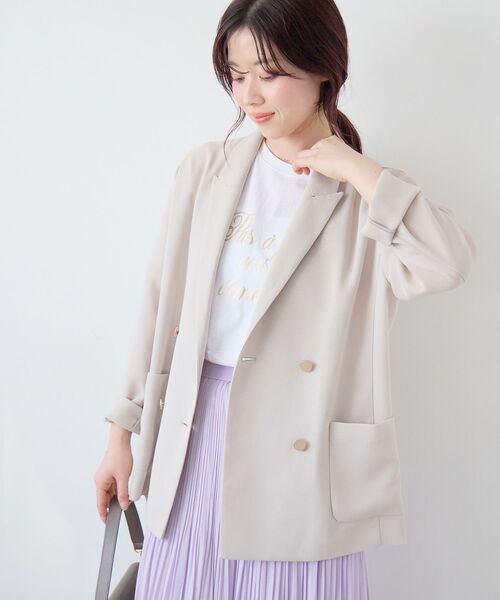 le.coeur blanc（ルクールブラン）の「メッシュダブルブレストジャケット（その他アウター・レディース・ベージュ/ネイビー/ダークグレー・38）」の16枚目の写真