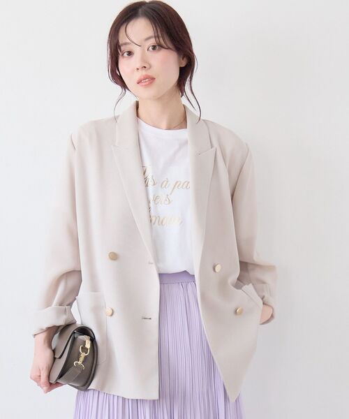 le.coeur blanc（ルクールブラン）の「メッシュダブルブレストジャケット（その他アウター・レディース・ベージュ/ネイビー/ダークグレー・38）」の17枚目の写真