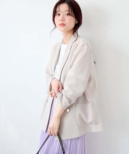 le.coeur blanc（ルクールブラン）の「メッシュダブルブレストジャケット（その他アウター・レディース・ベージュ/ネイビー/ダークグレー・38）」の18枚目の写真