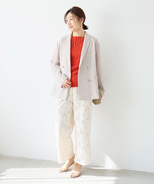 le.coeur blanc（ルクールブラン）の「メッシュダブルブレストジャケット（その他アウター・レディース・ベージュ/ネイビー/ダークグレー・38）」の14枚目の写真