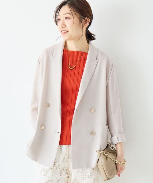 le.coeur blanc(ルクールブラン)の「【手洗い可】メッシュダブルブレストジャケット(その他アウター・レディース・ベージュ/ネイビー/ダークグレー・38)」の10枚目の写真
