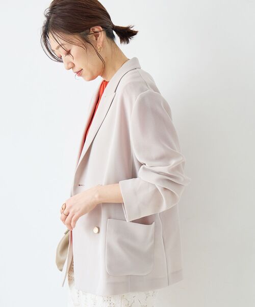 le.coeur blanc(ルクールブラン)の「【手洗い可】メッシュダブルブレストジャケット(その他アウター・レディース・ベージュ/ネイビー/ダークグレー・38)」の11枚目の写真