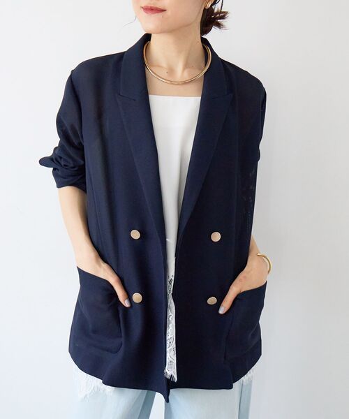 le.coeur blanc(ルクールブラン)の「【手洗い可】メッシュダブルブレストジャケット(その他アウター・レディース・ベージュ/ネイビー/ダークグレー・38)」の20枚目の写真