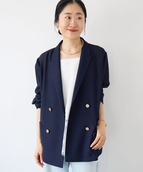 le.coeur blanc(ルクールブラン)の「【手洗い可】メッシュダブルブレストジャケット(その他アウター・レディース・ベージュ/ネイビー/ダークグレー・38)」の21枚目の写真