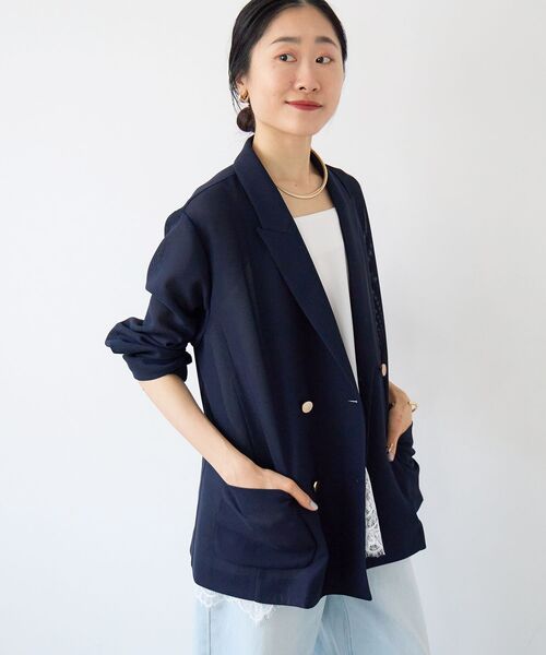le.coeur blanc(ルクールブラン)の「【手洗い可】メッシュダブルブレストジャケット(その他アウター・レディース・ベージュ/ネイビー/ダークグレー・38)」の22枚目の写真