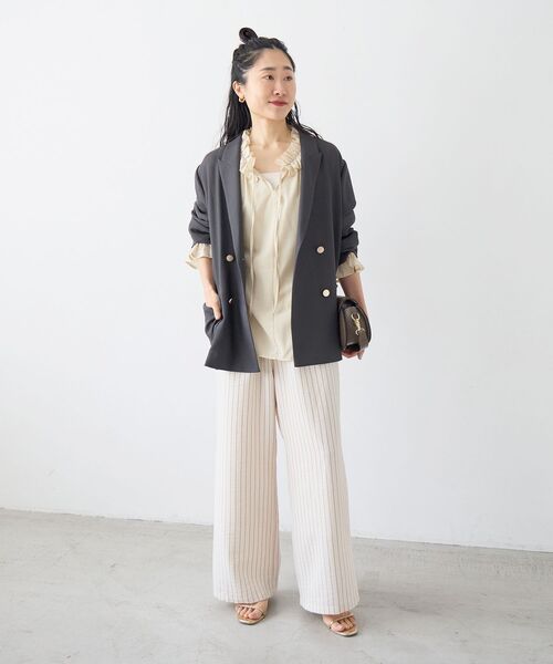 le.coeur blanc（ルクールブラン）の「メッシュダブルブレストジャケット（その他アウター・レディース・ベージュ/ネイビー/ダークグレー・38）」の5枚目の写真