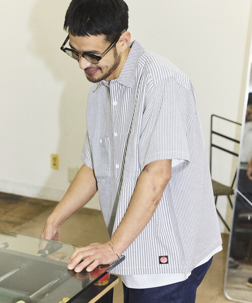 RED KAP（レッドキャップ）の「RED KAP/レッドキャップ 新色追加 別注 オックスフォード クロップド丈 ショートスリーブシャツ/ショート丈（シャツ/ブラウス・メンズ・イエロー/ブルー系その他/グレー/サックスブルー/ストライプ・LARGE/MEDIUM）」の5枚目の写真