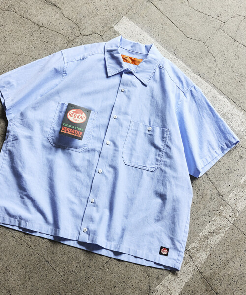 RED KAP（レッドキャップ）の「RED KAP/レッドキャップ 新色追加 別注 オックスフォード クロップド丈 ショートスリーブシャツ/ショート丈（シャツ/ブラウス・メンズ・イエロー/ブルー系その他/グレー/サックスブルー/ストライプ・LARGE/MEDIUM）」の8枚目の写真