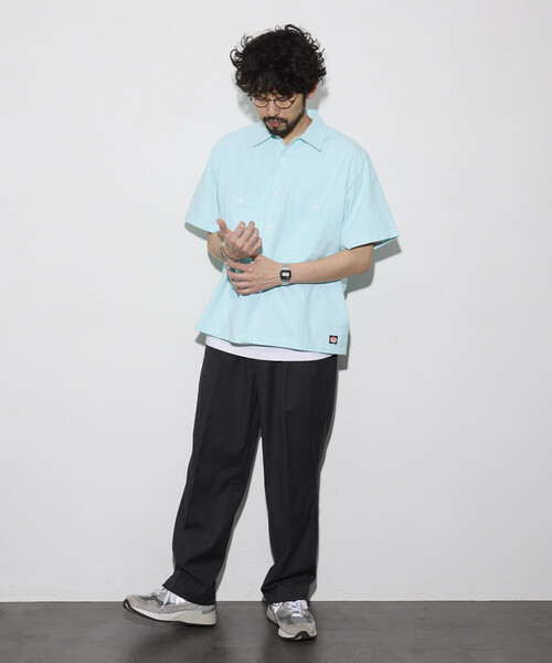 RED KAP(レッドキャップ)の「RED KAP/レッドキャップ 新色追加 別注 オックスフォード クロップド丈 ショートスリーブシャツ/ショート丈(シャツ/ブラウス・メンズ・イエロー/ブルー系その他/グレー/サックスブルー/ストライプ/ブルーグリーン・LARGE/MEDIUM)」の9枚目の写真