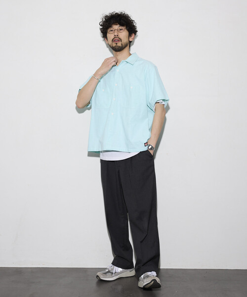 RED KAP(レッドキャップ)の「RED KAP/レッドキャップ 新色追加 別注 オックスフォード クロップド丈 ショートスリーブシャツ/ショート丈(シャツ/ブラウス・メンズ・イエロー/ブルー系その他/グレー/サックスブルー/ストライプ/ブルーグリーン・LARGE/MEDIUM)」の10枚目の写真