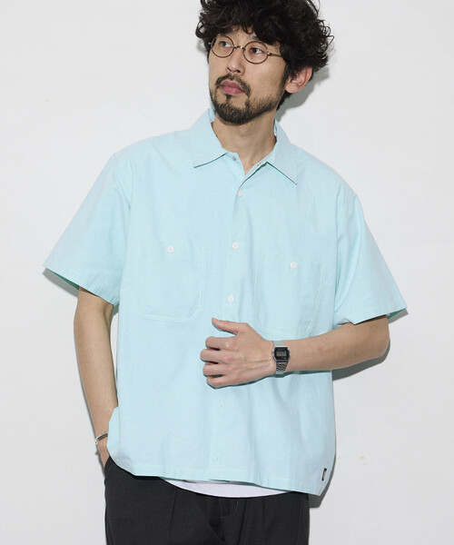 RED KAP(レッドキャップ)の「RED KAP/レッドキャップ 新色追加 別注 オックスフォード クロップド丈 ショートスリーブシャツ/ショート丈(シャツ/ブラウス・メンズ・イエロー/ブルー系その他/グレー/サックスブルー/ストライプ/ブルーグリーン・LARGE/MEDIUM)」の11枚目の写真