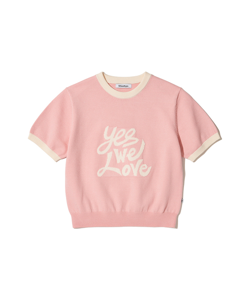 URBANDTYPE(アーバンディタイプ)の「ラブ配色クロップ半袖ニット_4カラー(Tシャツ/カットソー・レディース・アイボリー/ベージュ/スカイブルー/ピンク・FREE)」の4枚目の写真