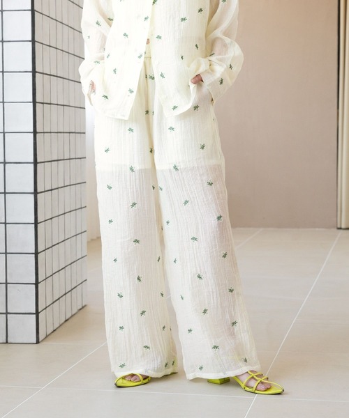 RAGEBLUE（レイジブルー）の「フラワー刺繍/シアーパンツセットアップ対応（スラックス・レディース・ブラック/ホワイト・FREE）」の7枚目の写真