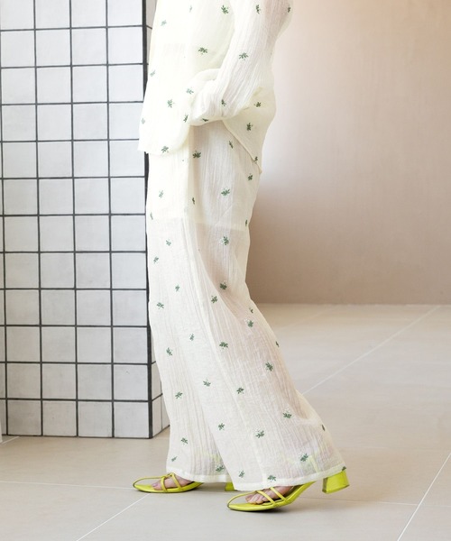 RAGEBLUE（レイジブルー）の「フラワー刺繍/シアーパンツセットアップ対応（スラックス・レディース・ブラック/ホワイト・FREE）」の8枚目の写真