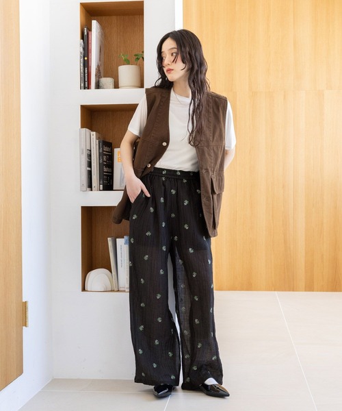 RAGEBLUE（レイジブルー）の「フラワー刺繍/シアーパンツセットアップ対応（スラックス・レディース・ブラック/ホワイト・FREE）」の11枚目の写真