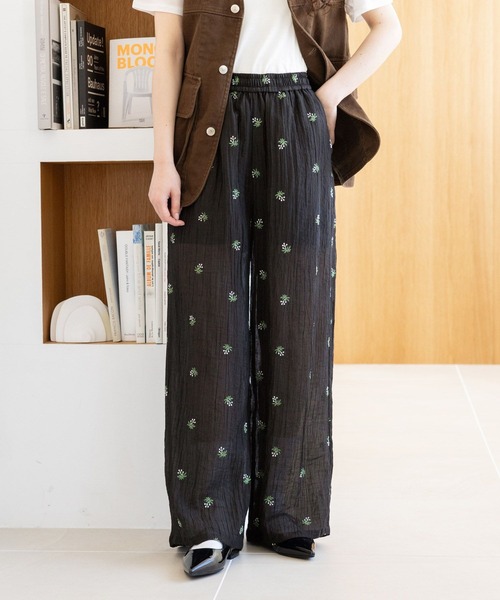 RAGEBLUE（レイジブルー）の「フラワー刺繍/シアーパンツセットアップ対応（スラックス・レディース・ブラック/ホワイト・FREE）」の12枚目の写真