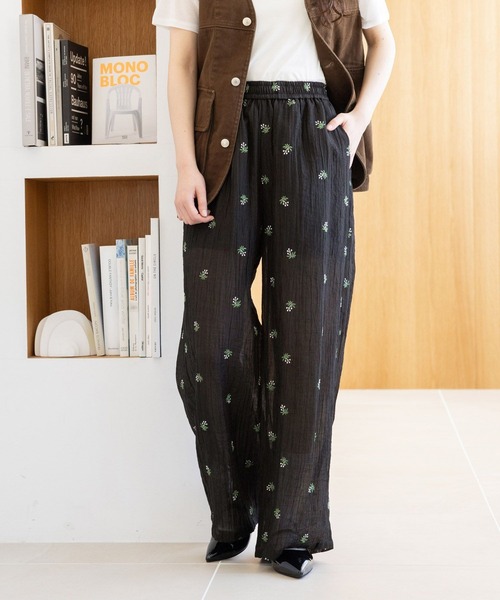 RAGEBLUE（レイジブルー）の「フラワー刺繍/シアーパンツセットアップ対応（スラックス・レディース・ブラック/ホワイト・FREE）」の13枚目の写真