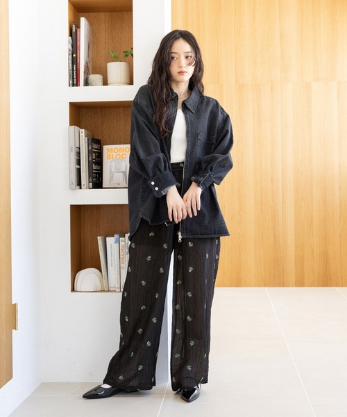 RAGEBLUE（レイジブルー）の「フラワー刺繍/シアーパンツセットアップ対応（スラックス・レディース・ブラック/ホワイト・FREE）」の15枚目の写真