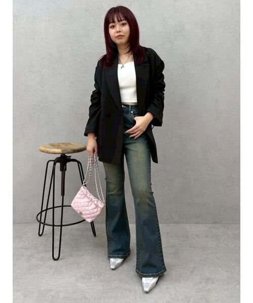 EVRIS（エヴリス）の「【XSサイズあり】バックリボンハイウエストフレアデニムパンツ（デニムパンツ・レディース・ブラック/インディゴブルー・X-SMALL/MEDIUM/SMALL）」の11枚目の写真