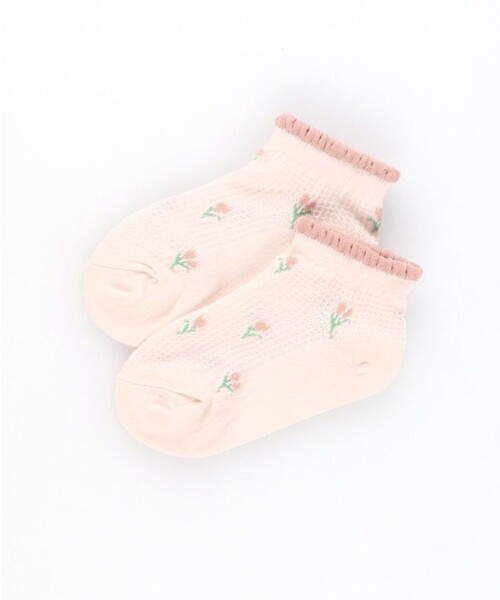 BRANSHES（ブランシェス）の「チューリップ柄アンクルソックス（ソックス/靴下・キッズ・ピンク/サックスブルー・19-21㎝/16-18㎝/13-15㎝）」の2枚目の写真