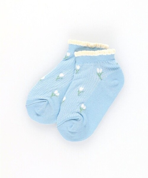 BRANSHES（ブランシェス）の「チューリップ柄アンクルソックス（ソックス/靴下・キッズ・ピンク/サックスブルー・19-21㎝/16-18㎝/13-15㎝）」の3枚目の写真