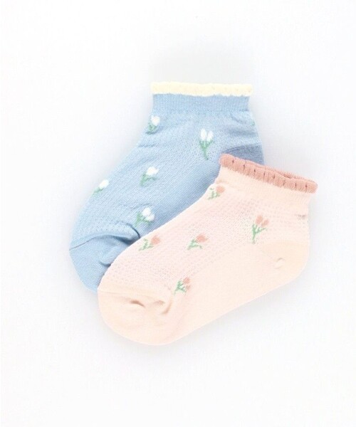 BRANSHES（ブランシェス）の「チューリップ柄アンクルソックス（ソックス/靴下・キッズ・ピンク/サックスブルー・19-21㎝/16-18㎝/13-15㎝）」の5枚目の写真