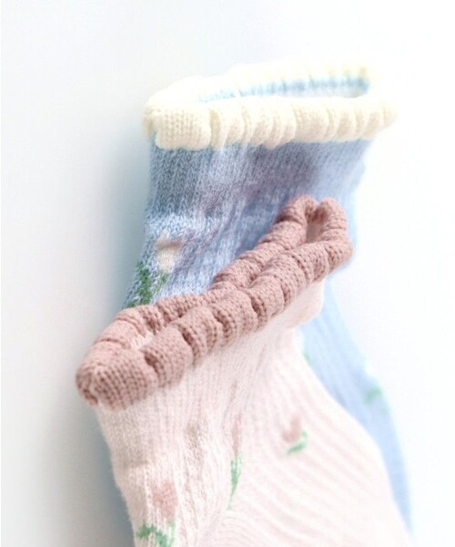 BRANSHES（ブランシェス）の「チューリップ柄アンクルソックス（ソックス/靴下・キッズ・ピンク/サックスブルー・19-21㎝/16-18㎝/13-15㎝）」の7枚目の写真