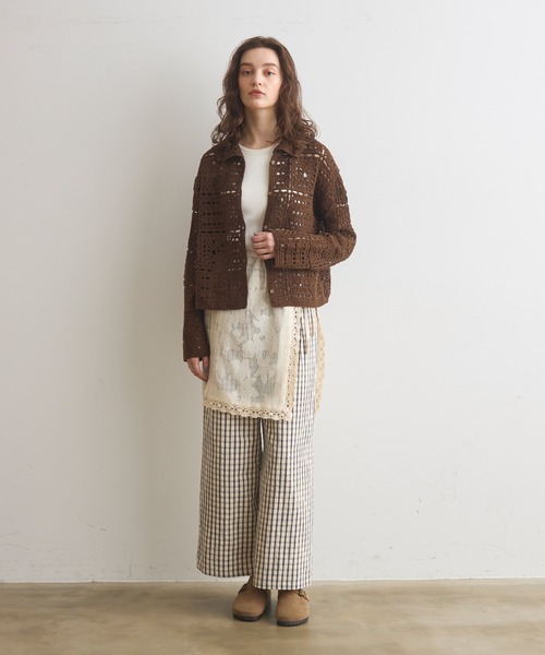 Crisp（クリスプ）の「クロシェニットシャツカーディガン（カーディガン/ボレロ・レディース・ナチュラル/ブラウン・FREE）」の7枚目の写真