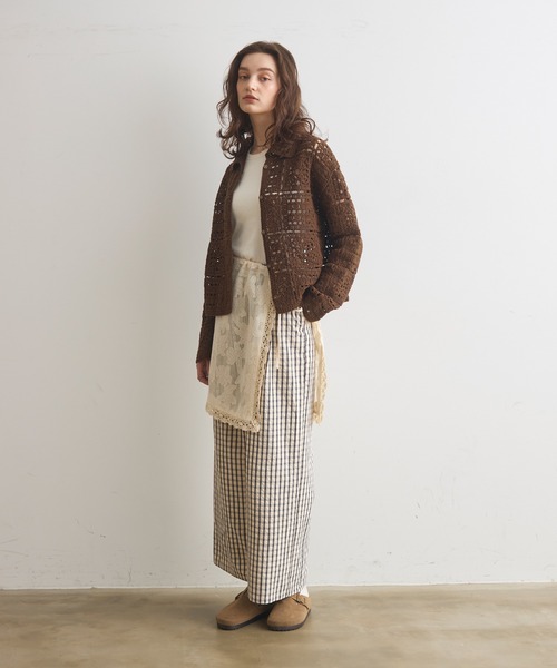 Crisp（クリスプ）の「クロシェニットシャツカーディガン（カーディガン/ボレロ・レディース・ナチュラル/ブラウン・FREE）」の8枚目の写真