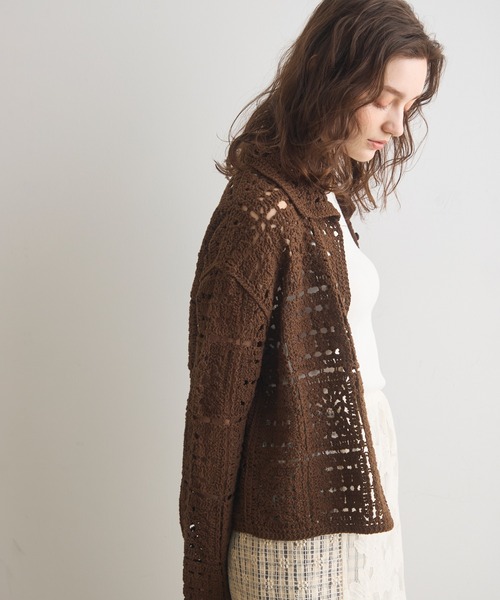 Crisp（クリスプ）の「クロシェニットシャツカーディガン（カーディガン/ボレロ・レディース・ナチュラル/ブラウン・FREE）」の15枚目の写真