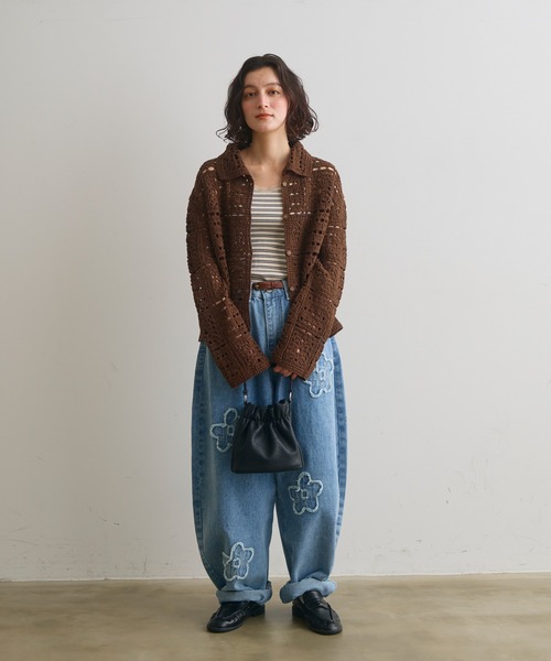 Crisp（クリスプ）の「クロシェニットシャツカーディガン（カーディガン/ボレロ・レディース・ナチュラル/ブラウン・FREE）」の19枚目の写真