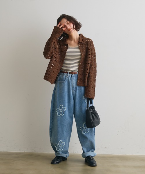 Crisp（クリスプ）の「クロシェニットシャツカーディガン（カーディガン/ボレロ・レディース・ナチュラル/ブラウン・FREE）」の20枚目の写真