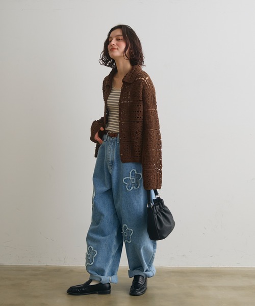 Crisp（クリスプ）の「クロシェニットシャツカーディガン（カーディガン/ボレロ・レディース・ナチュラル/ブラウン・FREE）」の21枚目の写真