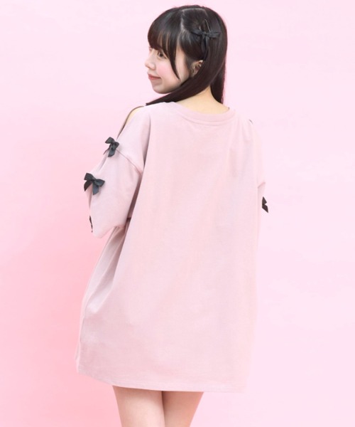 Secret Honey(シークレットハニー)の「袖スリットバニープリントTシャツ(Tシャツ/カットソー・レディース・ブラック/オフホワイト/ピンク・FREE)」の8枚目の写真