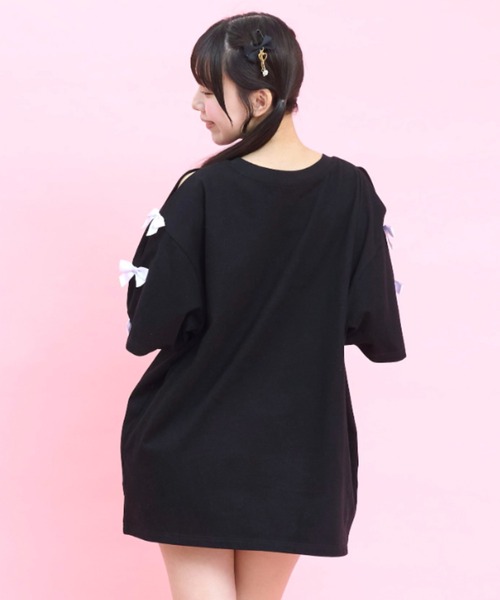 Secret Honey(シークレットハニー)の「袖スリットバニープリントTシャツ(Tシャツ/カットソー・レディース・ブラック/オフホワイト/ピンク・FREE)」の10枚目の写真