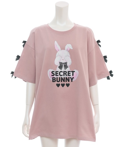 Secret Honey(シークレットハニー)の「袖スリットバニープリントTシャツ(Tシャツ/カットソー・レディース・ブラック/オフホワイト/ピンク・FREE)」の14枚目の写真