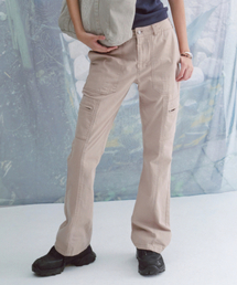 Washed Cotton Cargo Pants Beige