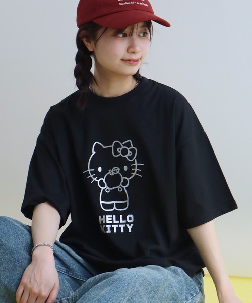 sanrio(サンリオ)の「【Sanrio/サンリオ】刺繍&プリント グラフィックTシャツ(Tシャツ/カットソー・レディース・ネイビー/ブラック/ピンク/ホワイト・L/M)」の1枚目の写真
