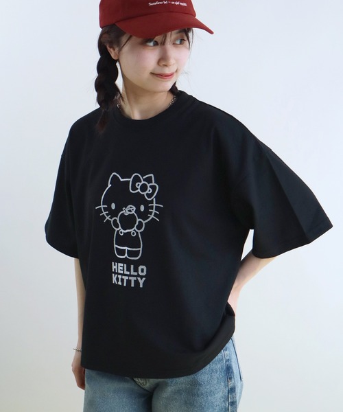 sanrio(サンリオ)の「【Sanrio/サンリオ】刺繍&プリント グラフィックTシャツ(Tシャツ/カットソー・レディース・ネイビー/ブラック/ピンク/ホワイト・L/M)」の7枚目の写真