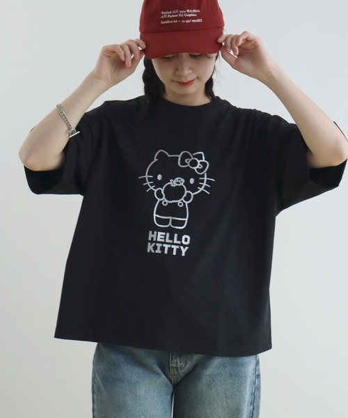 sanrio(サンリオ)の「【Sanrio/サンリオ】刺繍&プリント グラフィックTシャツ(Tシャツ/カットソー・レディース・ネイビー/ブラック/ピンク/ホワイト・L/M)」の8枚目の写真