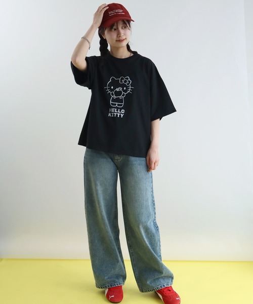 sanrio(サンリオ)の「【Sanrio/サンリオ】刺繍&プリント グラフィックTシャツ(Tシャツ/カットソー・レディース・ネイビー/ブラック/ピンク/ホワイト・L/M)」の9枚目の写真