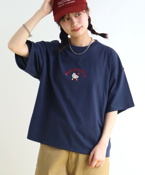 sanrio(サンリオ)の「【Sanrio/サンリオ】刺繍&プリント グラフィックTシャツ(Tシャツ/カットソー・レディース・ネイビー/ブラック/ピンク/ホワイト・L/M)」の10枚目の写真