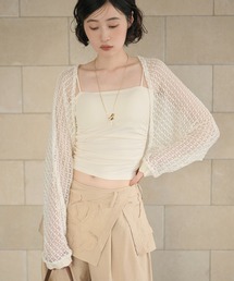cotton openwork bolero cardigan /コットン透かし編みニットボレロカーディガン