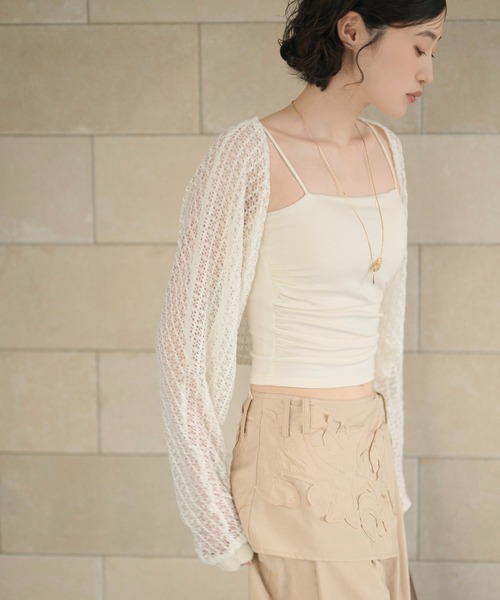 LAULEN(ローレン)の「cotton openwork bolero cardigan /コットン透かし編みニットボレロカーディガン(Tシャツ/カットソー・レディース・ブルー/アイボリー/ブラック/グリーン/オレンジ・FREE)」の9枚目の写真