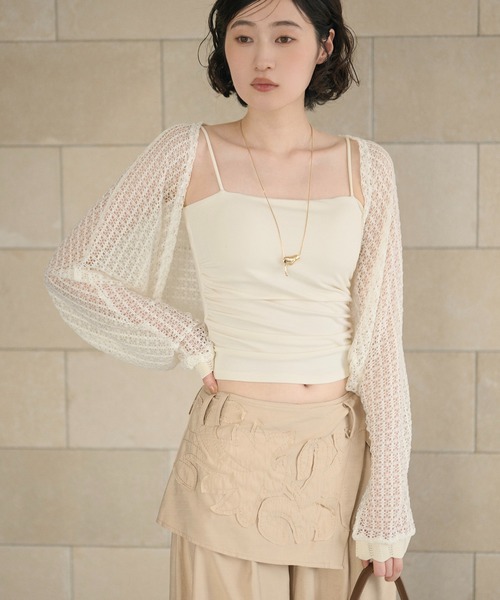 LAULEN(ローレン)の「cotton openwork bolero cardigan /コットン透かし編みニットボレロカーディガン(Tシャツ/カットソー・レディース・ブルー/アイボリー/ブラック/グリーン/オレンジ・FREE)」の10枚目の写真