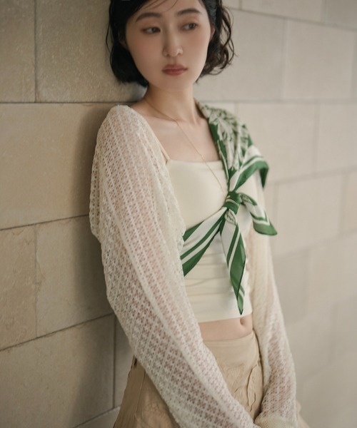 LAULEN(ローレン)の「cotton openwork bolero cardigan /コットン透かし編みニットボレロカーディガン(Tシャツ/カットソー・レディース・ブルー/アイボリー/ブラック/グリーン/オレンジ・FREE)」の13枚目の写真