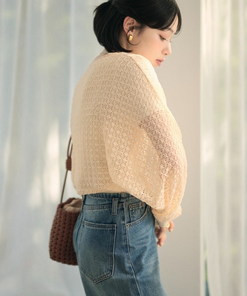 LAULEN(ローレン)の「cotton openwork bolero cardigan /コットン透かし編みニットボレロカーディガン(Tシャツ/カットソー・レディース・ブルー/アイボリー/ブラック/グリーン/オレンジ・FREE)」の22枚目の写真