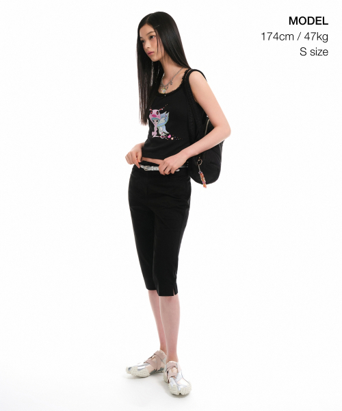 MUSINSA STANDARD WOMAN（ムシンサスタンダードウーマン）の「[ユースベース コラボ] ウィメンズ MY クロップスリーブレストップ [ブラック]（Tシャツ/カットソー・レディース・その他・SMALL/MEDIUM）」の2枚目の写真